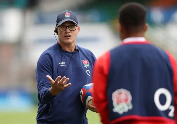 England coach John Mitchell gives instructions during an England 'A' Training Session at Mattioli Woods Welford Road Stadium on June 26, 2021 in Leicester, England. 