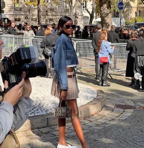 Zaya Wade poses for the papps in the fashion event held by Italian luxury brand Miu Miu in Paris, France on October 7, 2022