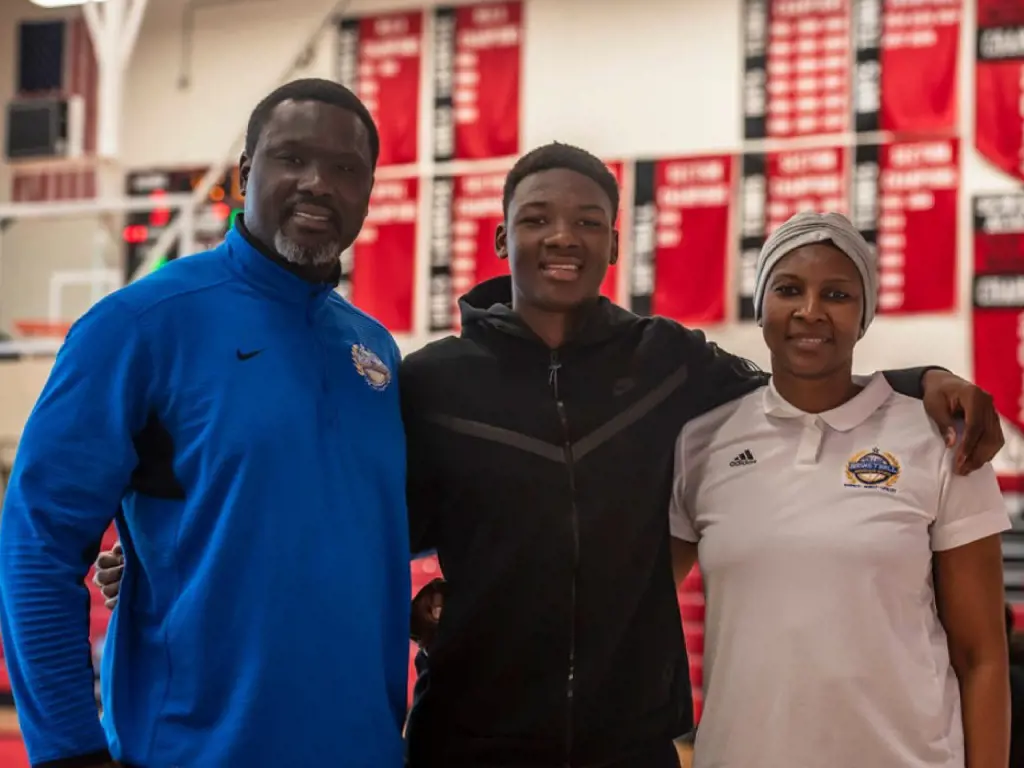 Adou Thiero with his beloved mom and dad at Sewickley Academy.