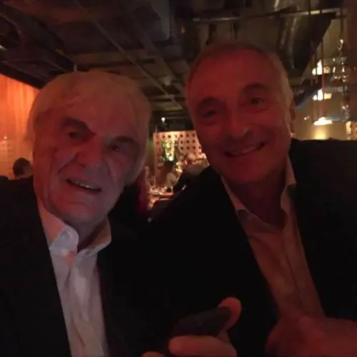 Riccardo Patrese enjoying his dinner date with his fellow friend Bernie in London.