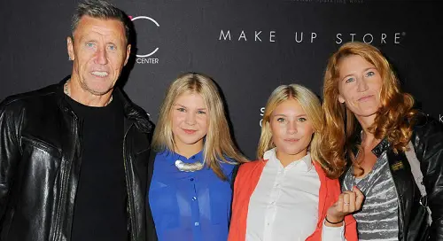 Borje Salming and his wife Pia Salming and her two daughters Sara and Lisa pictured together at the red carpet event of Make Up Store 