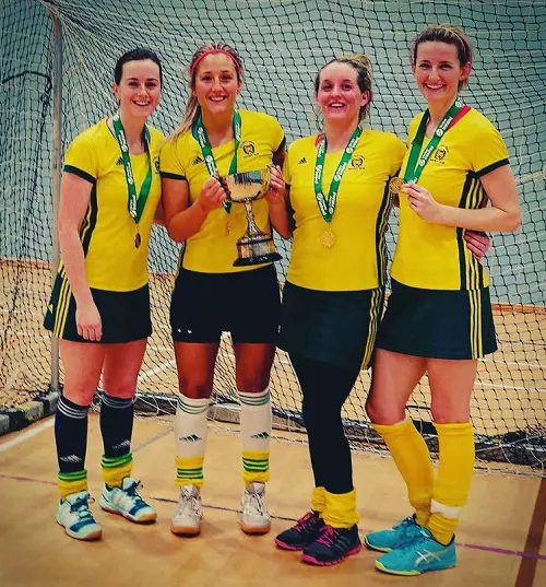 Kate McKenna(second from left) pictured with her teammates as they win the All Ireland Champs trophy in 2020