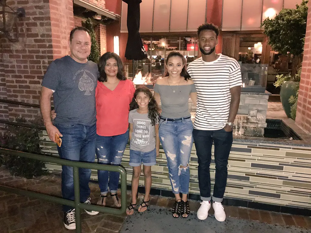 Kellyn Acosta pictured with his family when they had a family dinner in 2017.