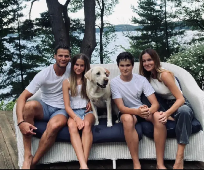 Kevin with his writer wife, Katie bieksa and two children enjoying a holiday