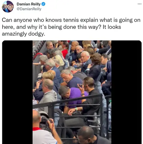 Damian Reilly, the British journalist pointed out that Djokovic's team were being suspicious about his drink