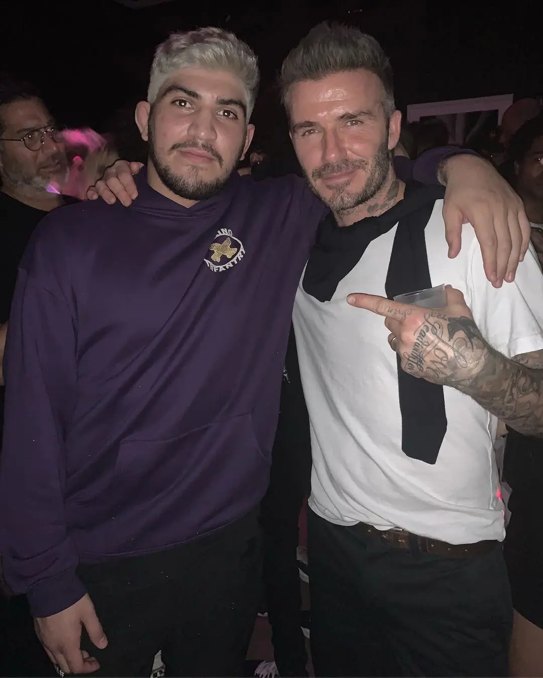 Dillon Danis pictured with David Beckham in Miami Beach, Florida in 2018