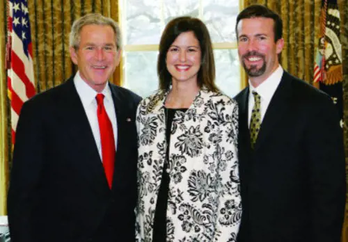 J.D Gibbs with his wife Melissa Gibbs and the 43rd U.S president George W. Bush