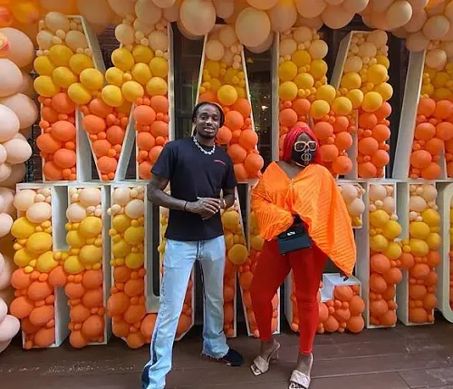 Quavo with his mother Edna Marshall who also raised Takeoff and Offset at her birthday party in 2020 in front of a massive balloon arrangement reading: MAMA HUNCHO