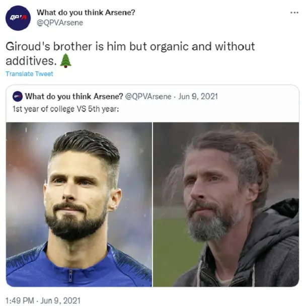 Oliver Giroud and his brother share a striking resemblance.