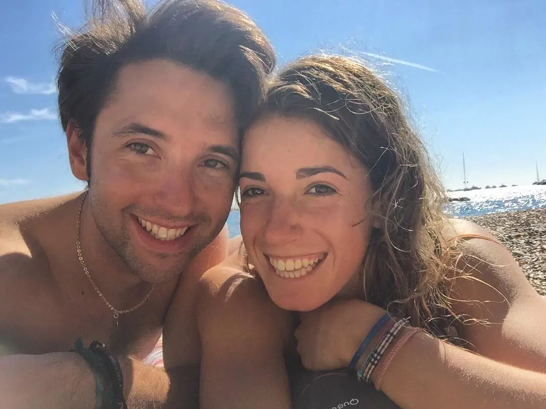 Ski Racer duo enjoying their time in the sun on a beach in Italy on October 4, 2016.