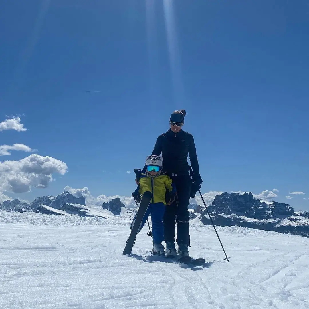 Maze with her daughter skiing during her birthday on May 2, 2022.