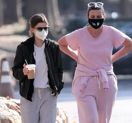 Kate Mara with her mother Kathleen Rooney takes a brief morning stroll in Los Angeles in 2021