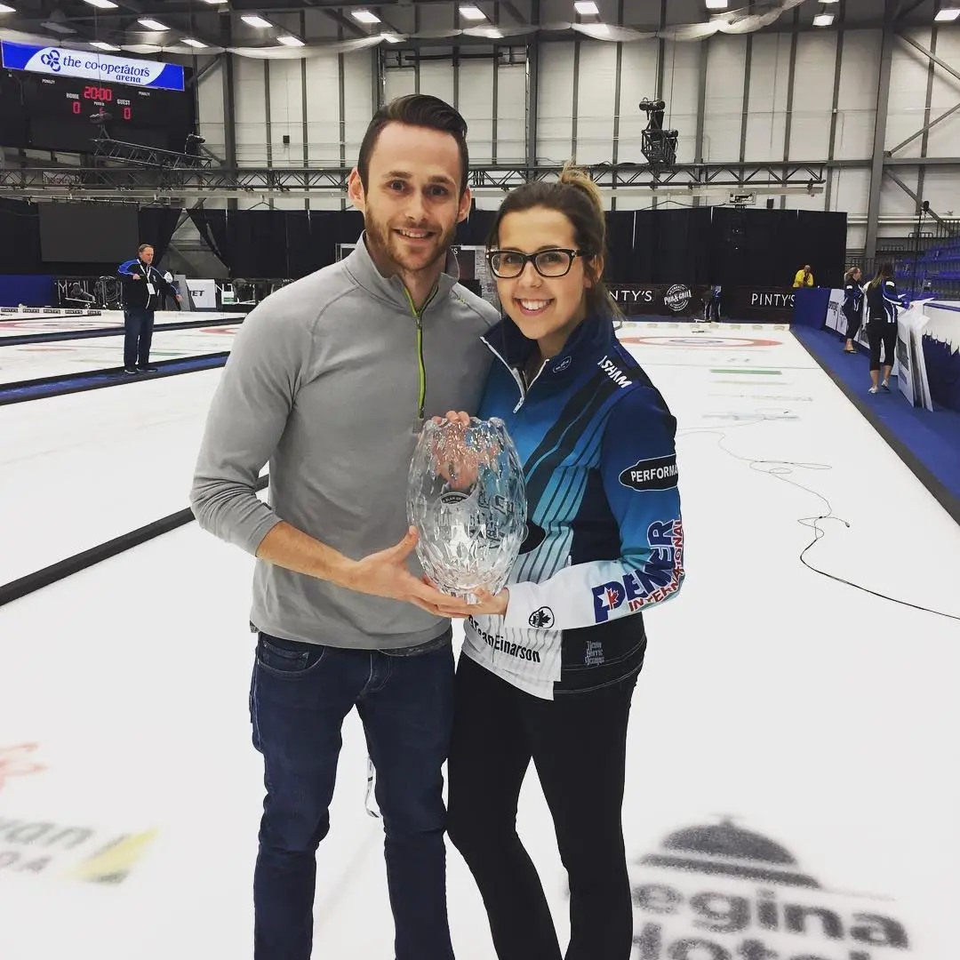 Connor and Selena with trophy of Grand Slam of Curling on September 11, 2017.