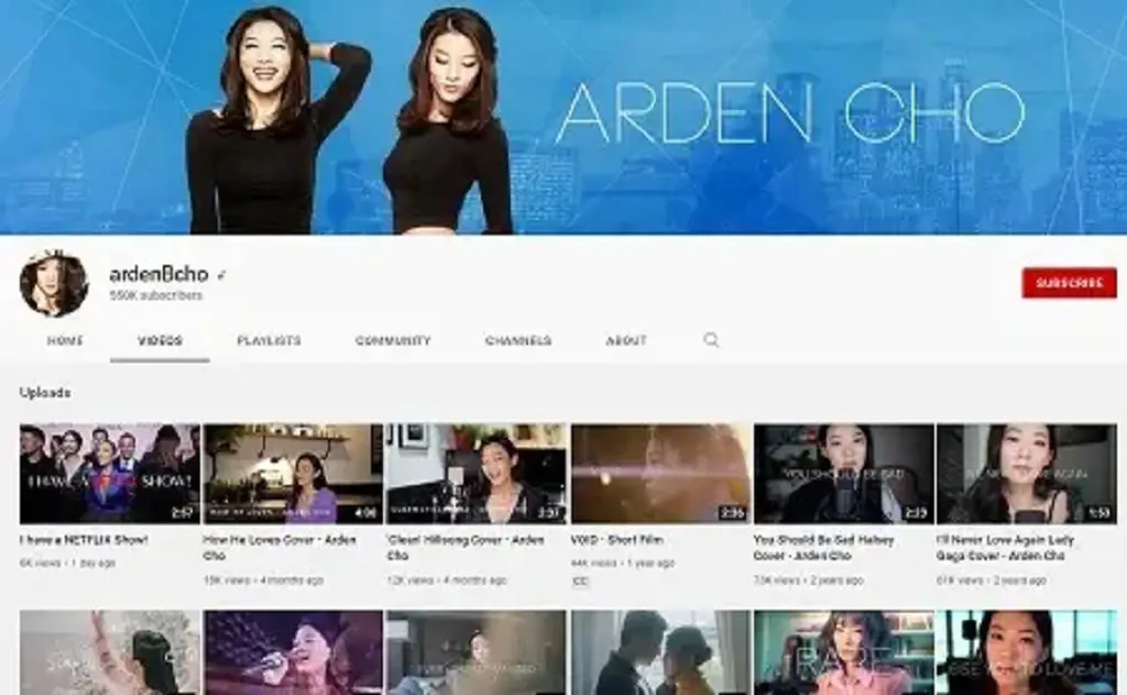Arden Cho YouTube Page