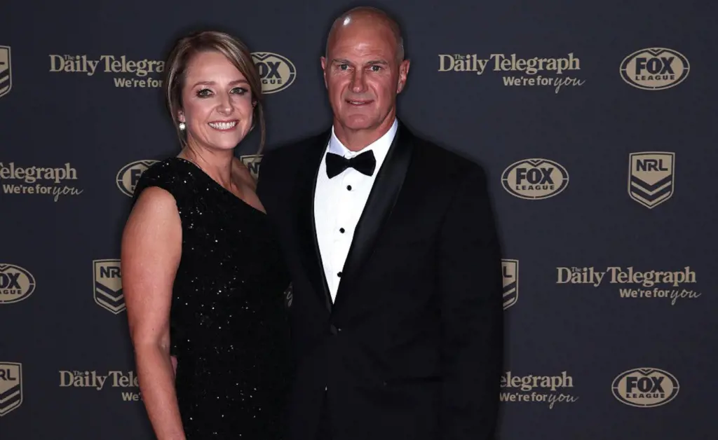 Brad Arthur and his wife Michelle attending Dally M Awards at The Winx Stand, Royal Randwick Racecourse.