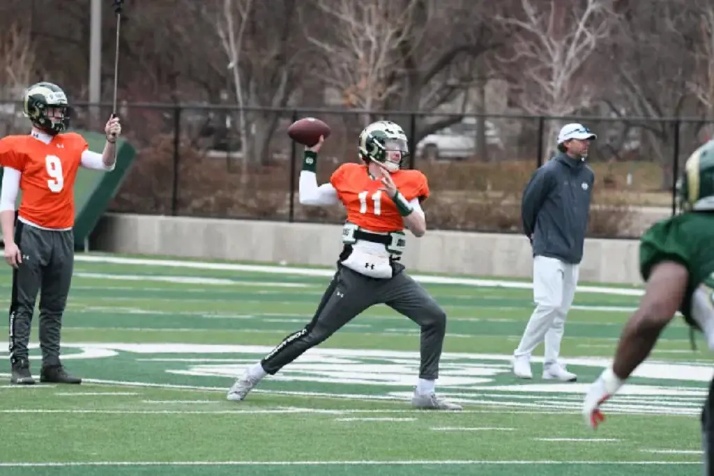 Colorado State quarterback Clay Millen playing football