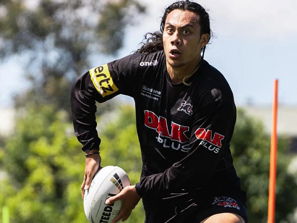 Jarome Luai plays for the Penrith Panthers as a five-eighth or halfback in the NRL.