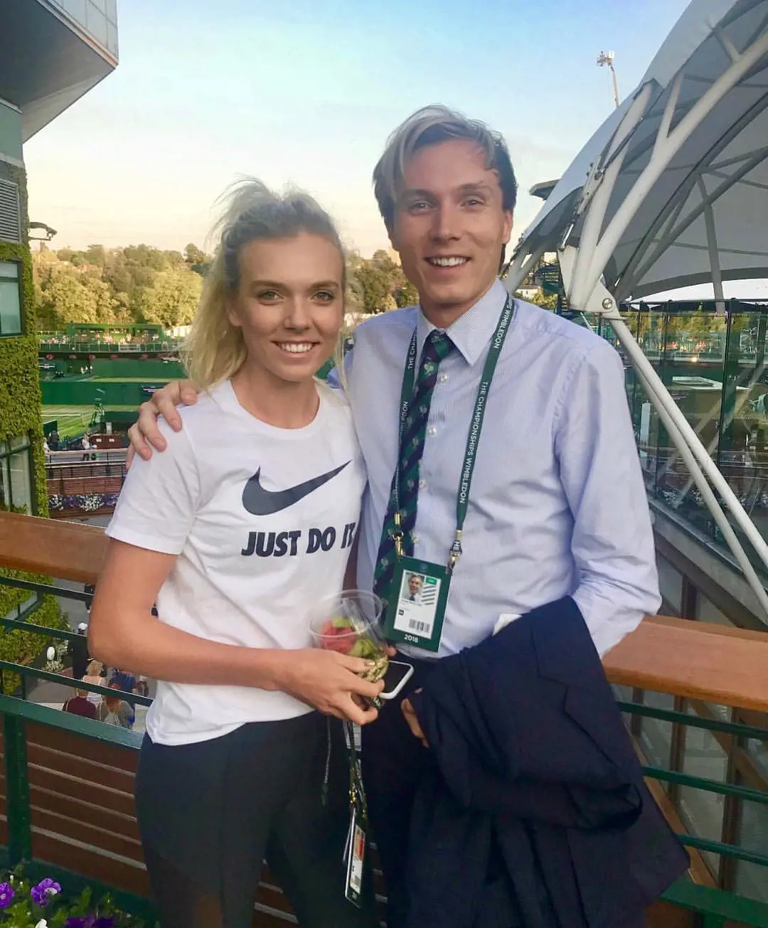 James stood proud with Katie when she won her first match at Wimbledon in 2018.