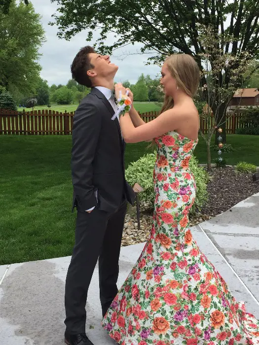 Claire shared a picture of her and her boyfriend getting ready for Prom on her Twitter handle