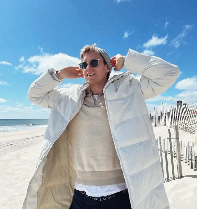 Soren Dahl poses for the camera the picturesque Hamptons Beach, Dune Road on April 4, 2021