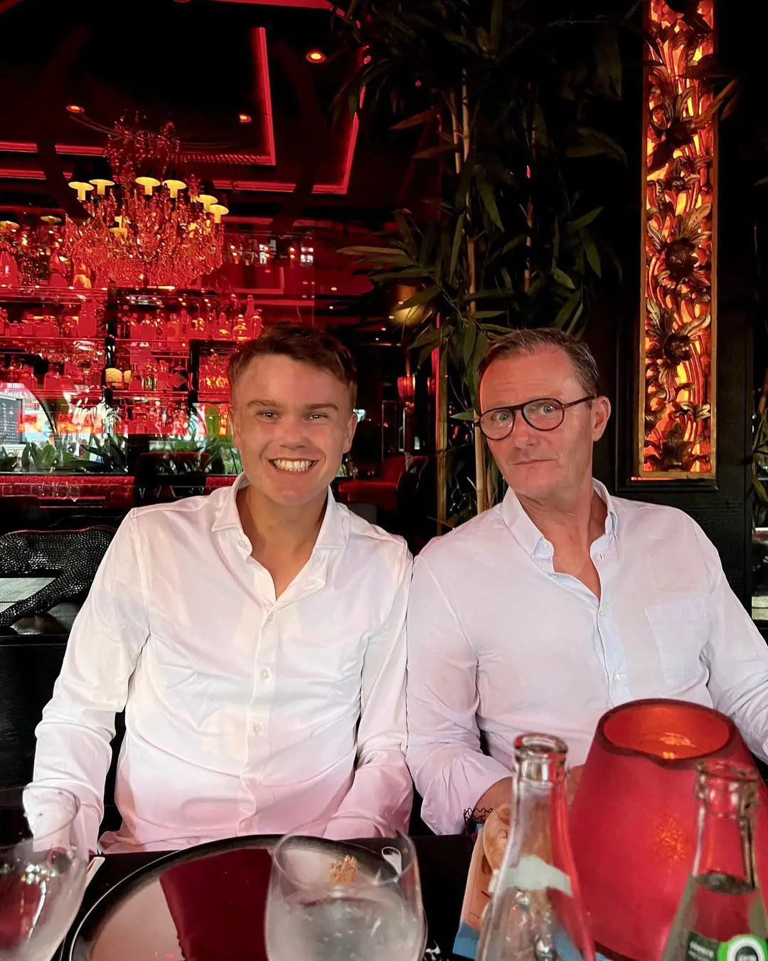 Holger and his dad pictured at a restaurant in Monte-Carlo, Monaco.