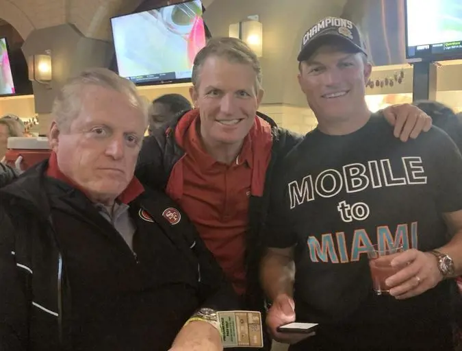John Lynch pictured with his dad and his younger brother Ryan in 2020