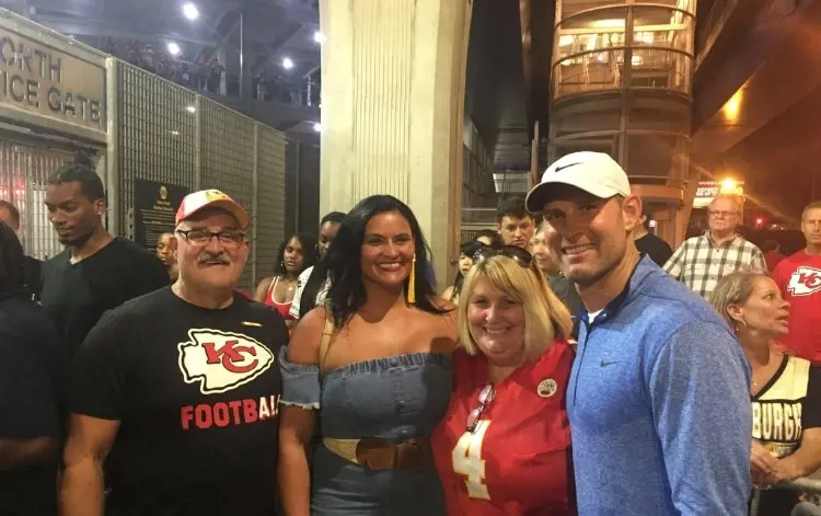 Chad pictured with his family including his sister Tracie(second from left) as they deck up in Chiefs gear in 2019