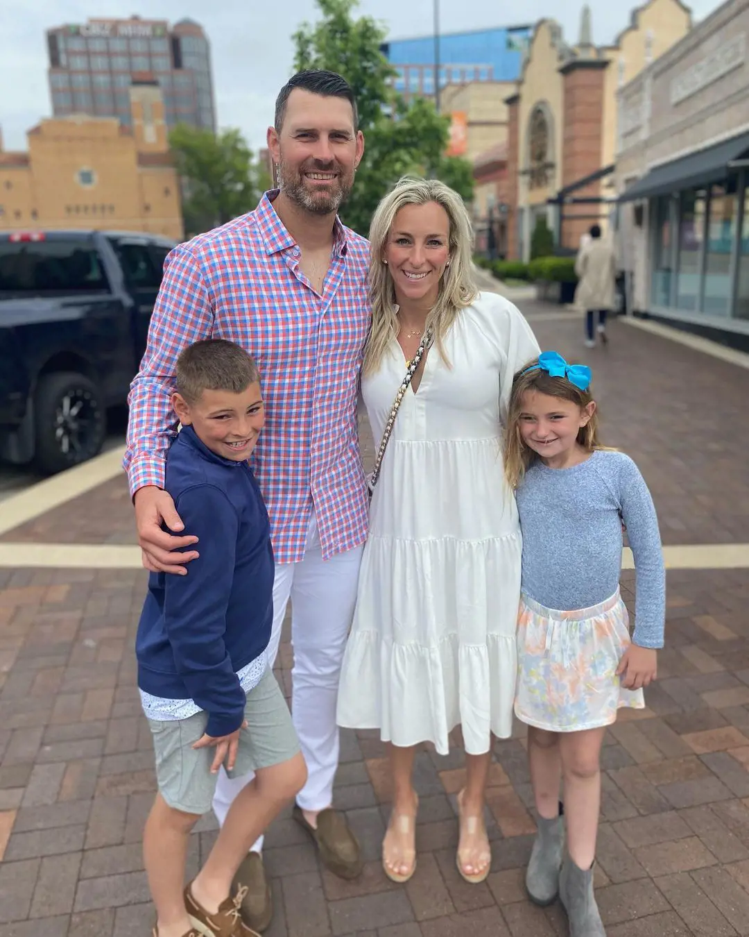Chad pictured with his better half Brittany and their two kids as they celebrate Mother's Day