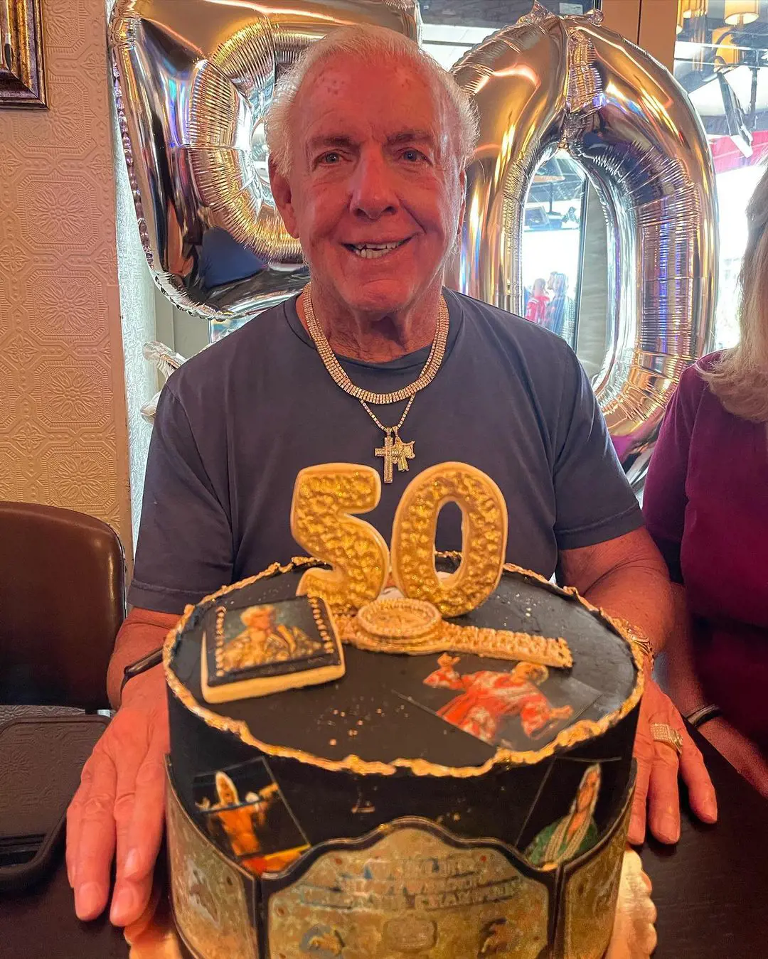 Ric flair celebrated his fifty year in business.